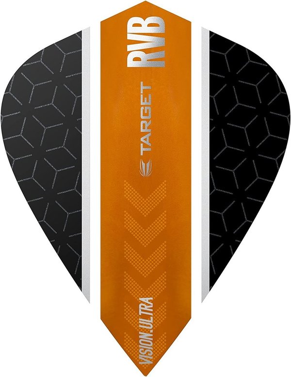 Target Pro 100 Vision Ultra RvB Stripe Flights Schwarz-Orange (Kite)