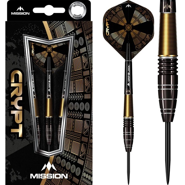 Mission Crypt Darts - Steeldarts - M1 - Black & Gold